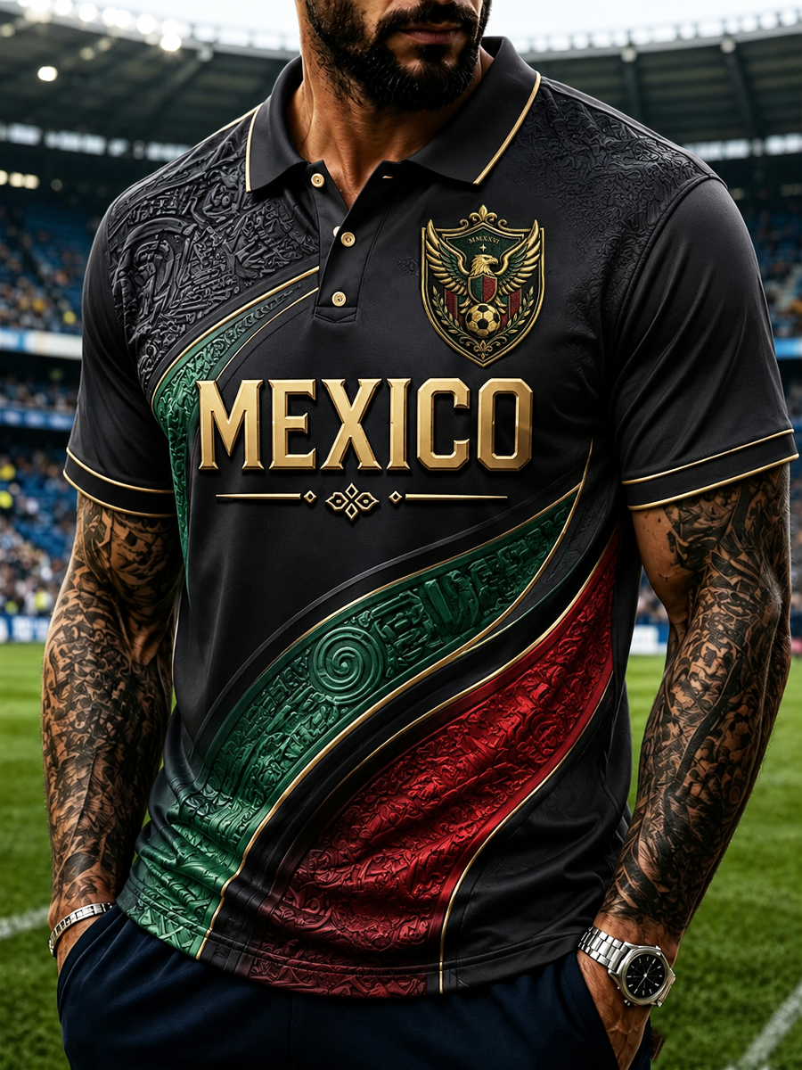 Polo estampado de fútbol de México para hombre