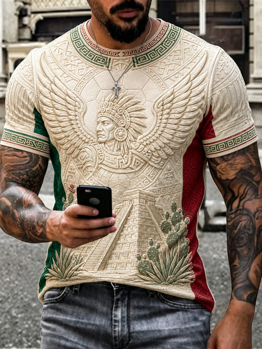 Camiseta informal estampada de aficionado al fútbol mexicano para hombre