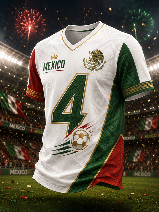 Camiseta con estampado artístico de animación para partidos de fútbol mexicano masculino