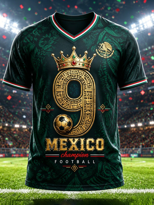 Camiseta con estampado artístico de animación para partidos de fútbol mexicano masculino