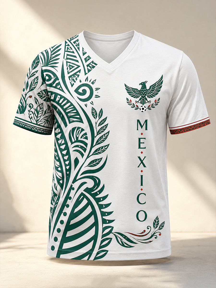 Camiseta con estampado artístico de animación para partidos de fútbol mexicano masculino