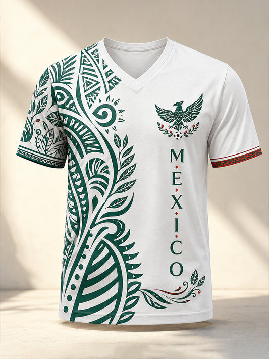 Camiseta con estampado artístico de animación para partidos de fútbol mexicano masculino