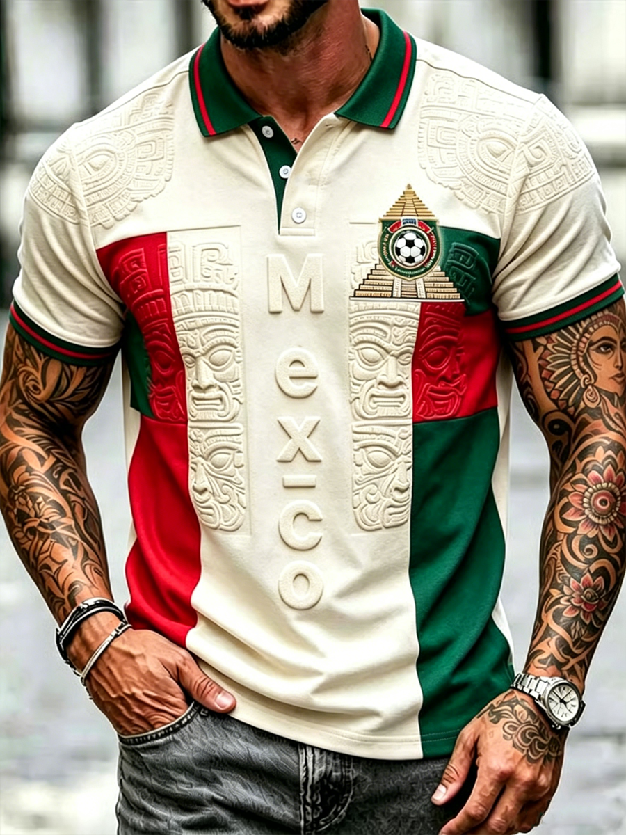 Polo estampado de fútbol de México para hombre