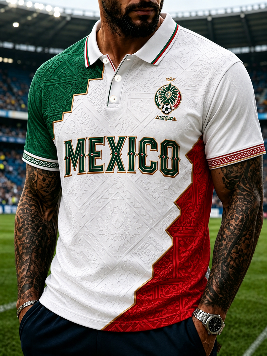 Polo estampado de fútbol de México para hombre