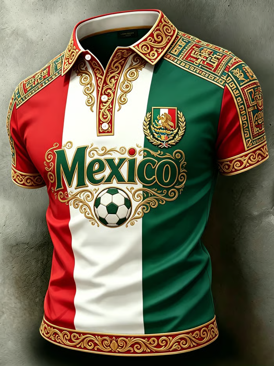 Polo estampado de fútbol de México para hombre