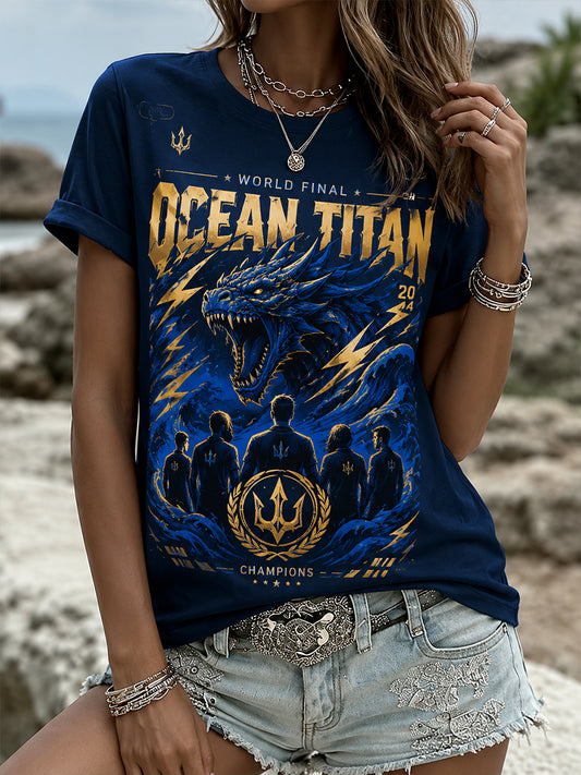 Camiseta de manga corta para mujer Leviathan Champion con estampado de elementos