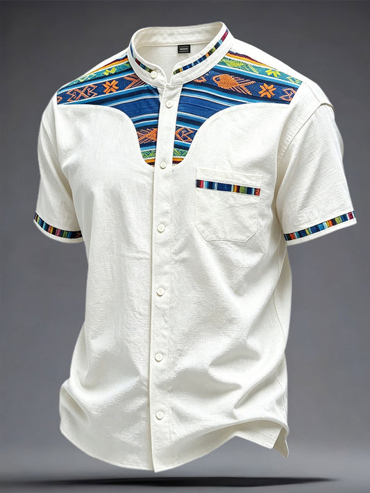Camisa estampada con arte mexicano de la Guelaguetza para hombre