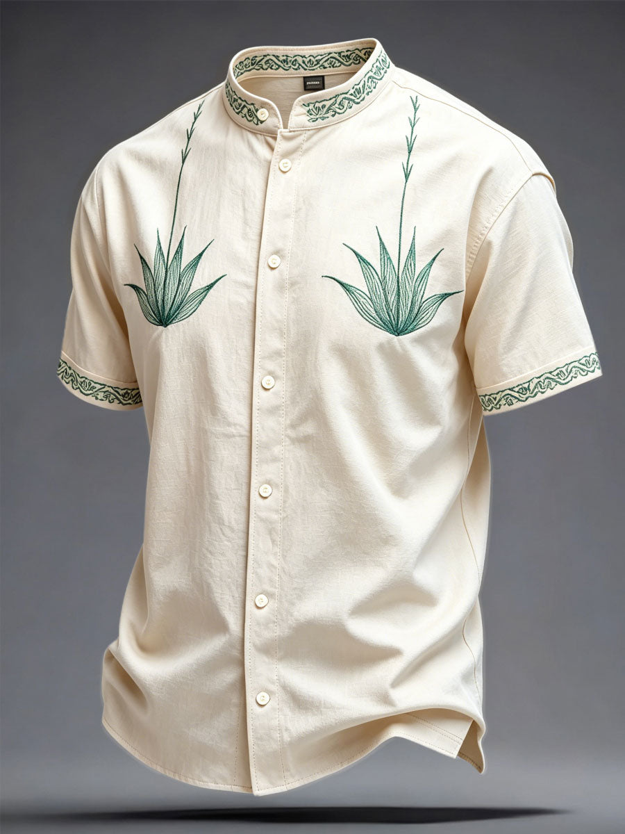 Camisa estampada con arte mexicano de la Guelaguetza para hombre