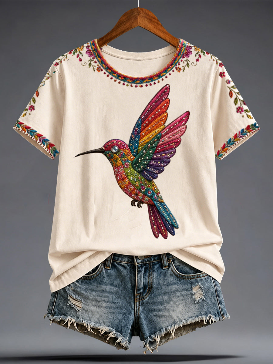 Camiseta estampada con arte de la muñeca Lele mexicana Guelaguetza para mujer