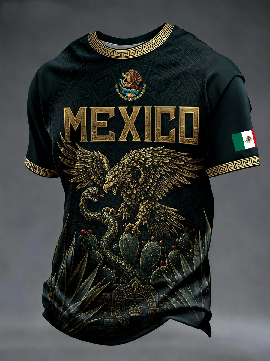 Camiseta casual con estampado de México para hombre