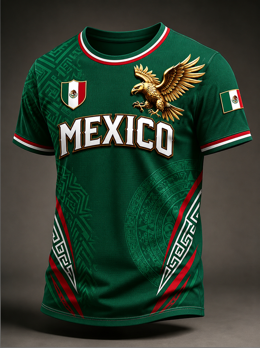 Camiseta manga corta México Pride Art Printed para hombre