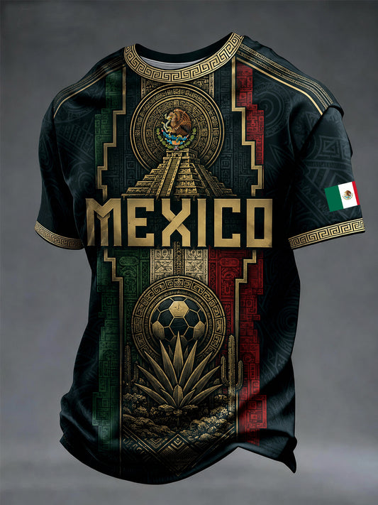 Camiseta casual con estampado de México para hombre