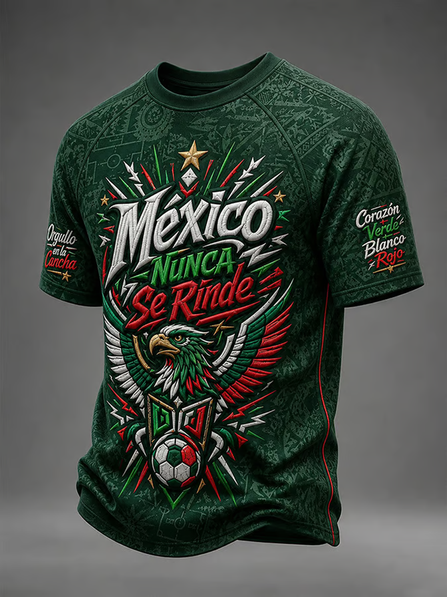 Camiseta de manga corta con estampado artístico para amantes del fútbol mexicano, diseño para hombre