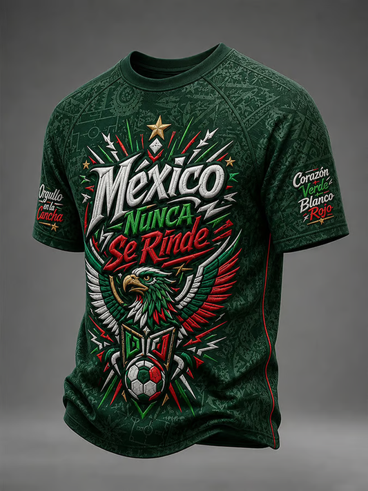 Camiseta de manga corta con estampado artístico para amantes del fútbol mexicano, diseño para hombre
