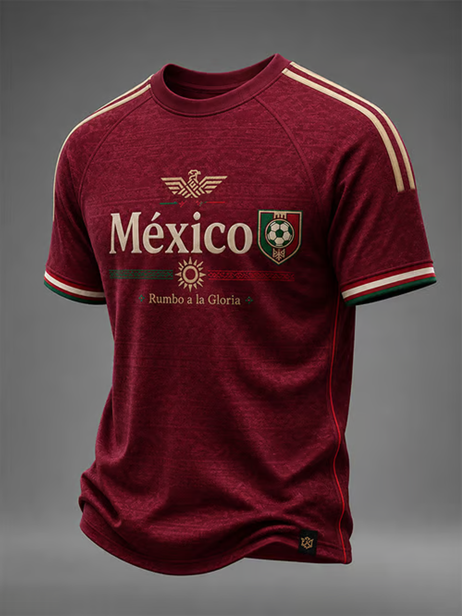 Camiseta manga corta México Football Lover Art Printed para hombre