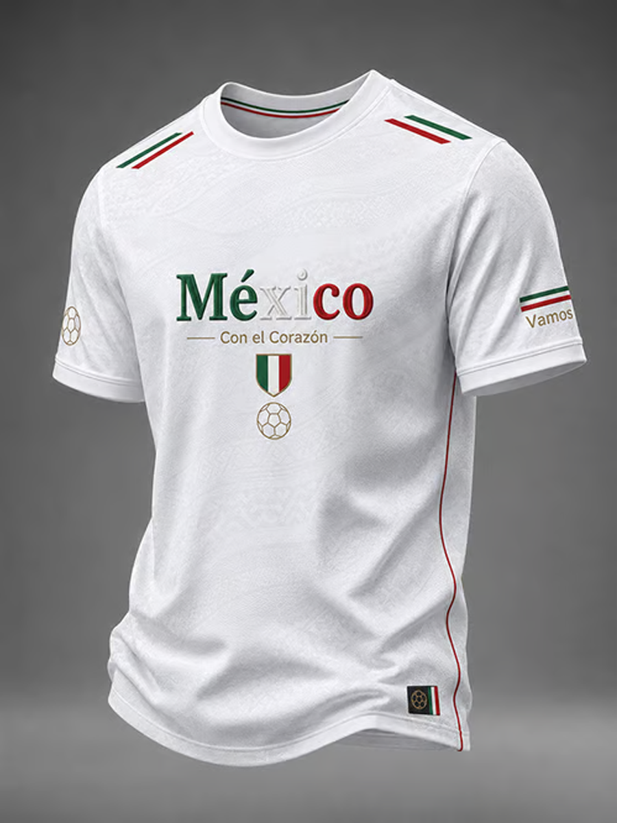 Camiseta de manga corta México Football Lover Art Printed para hombre