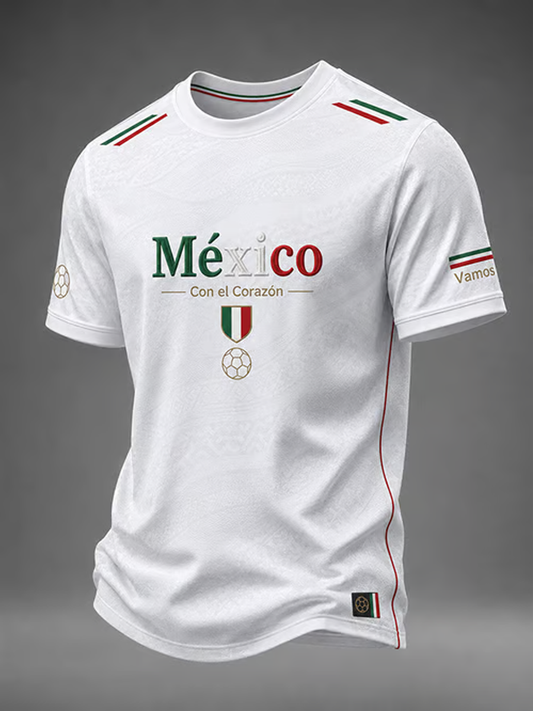 Camiseta de manga corta México Football Lover Art Printed para hombre
