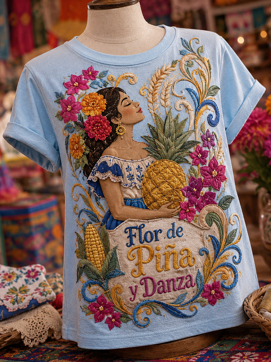 Camiseta con estampado artístico del elemento del Festival Gaelaga de la Gala Mexicana Femenina