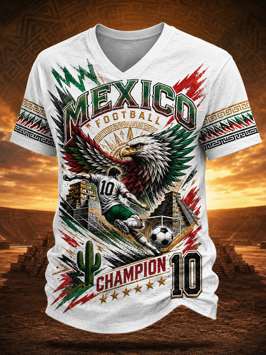 Partido de fútbol mexicano para hombre Cheering Element Art Print V-Neck Top