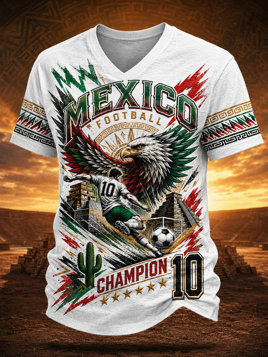 Partido de fútbol mexicano para hombre Cheering Element Art Print V-Neck Top