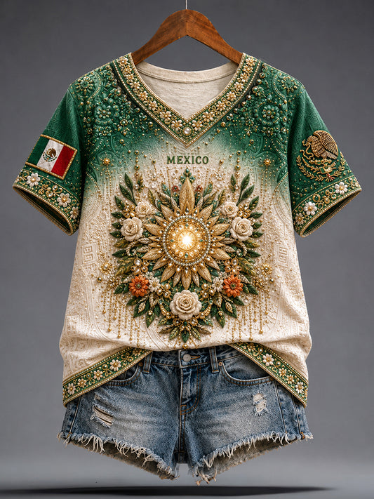 Camiseta con estampado artístico de muñeca Lele, amante del fútbol mexicano, para mujer