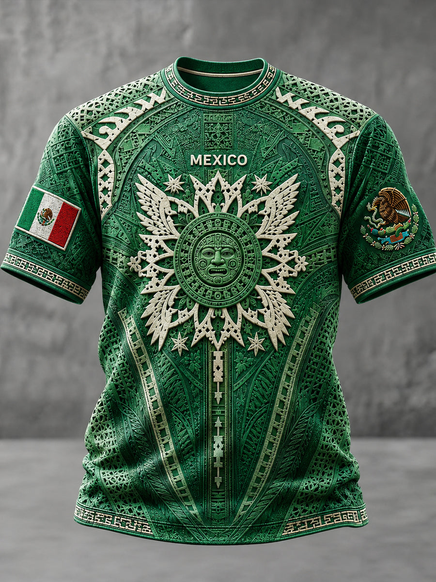 Camiseta estampada con arte de papel picado para amantes del fútbol mexicano, diseño masculino