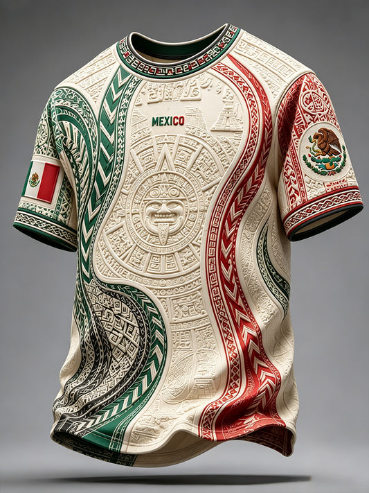 Camiseta estampada con arte de papel picado para amantes del fútbol mexicano, diseño masculino