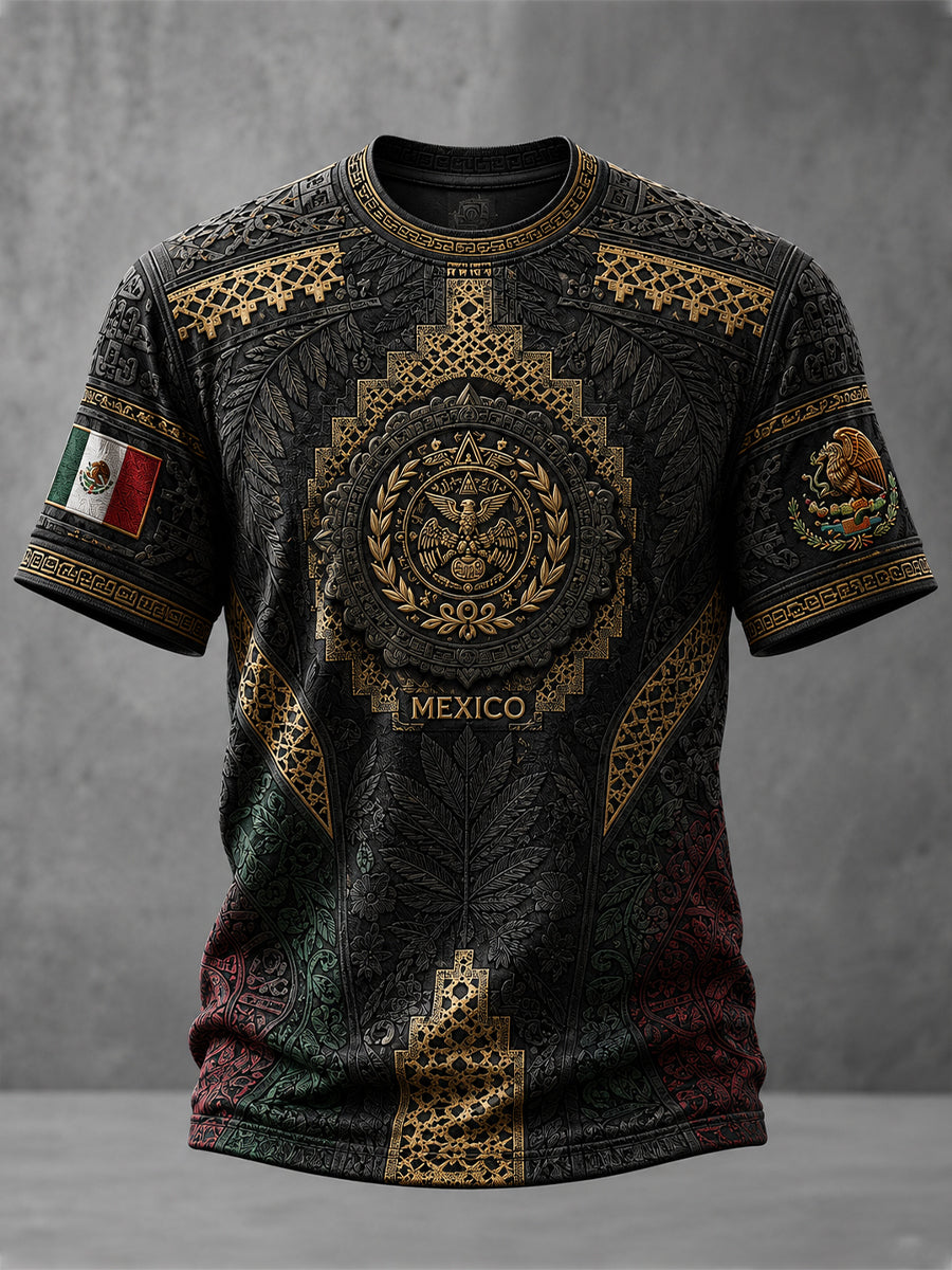 Camiseta estampada con arte de papel picado para amantes del fútbol mexicano, diseño masculino