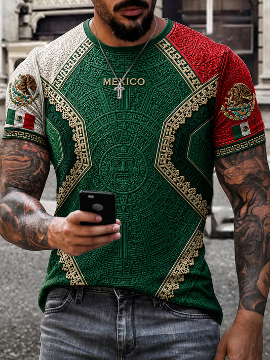 Camiseta estampada con arte de papel picado para amantes del fútbol mexicano, diseño masculino