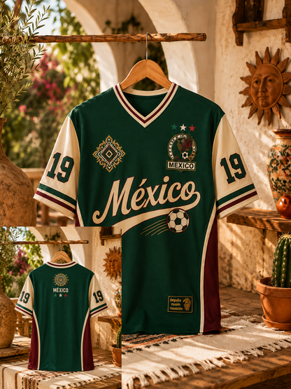 Camiseta de hombre con estampado del orgullo mexicano y cuello en V