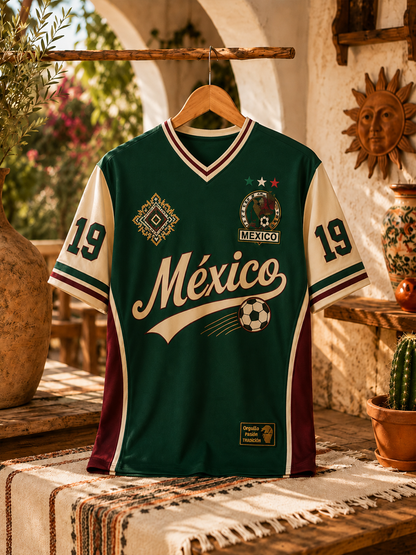 Camiseta de hombre con estampado del orgullo mexicano y cuello en V