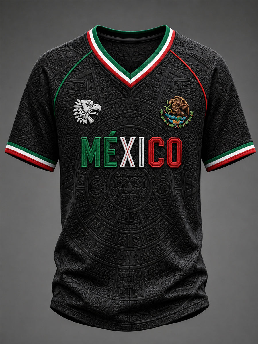 Camiseta Hombre Mexico Football Lover Art V-cuello camiseta