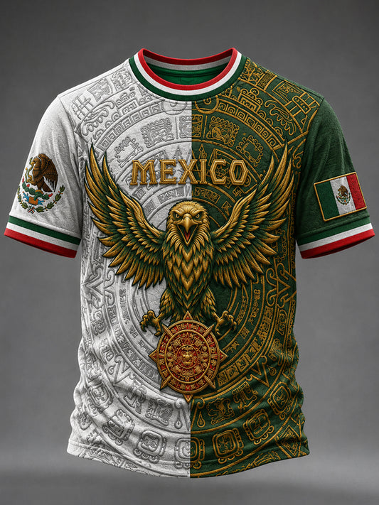 Camiseta de manga corta con cuello redondo para hombres, diseño de amante del fútbol mexicano