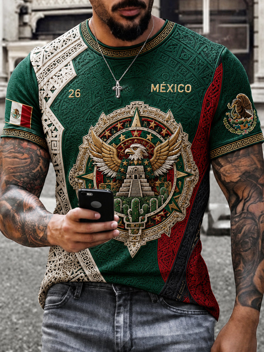 Camiseta estampada con arte de papel picado para amantes del fútbol mexicano, diseño masculino