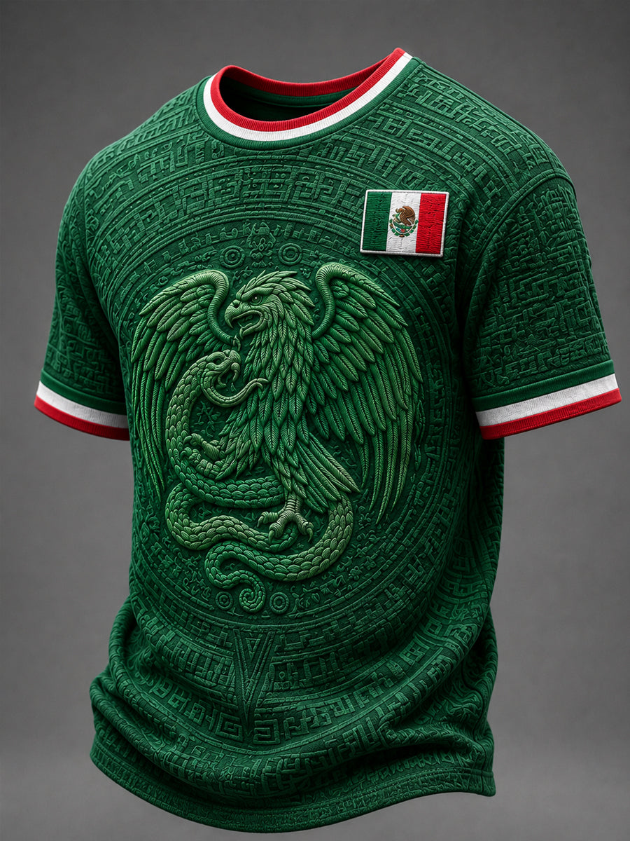 Camiseta de manga corta con cuello en O de México Football Lover Art para hombre