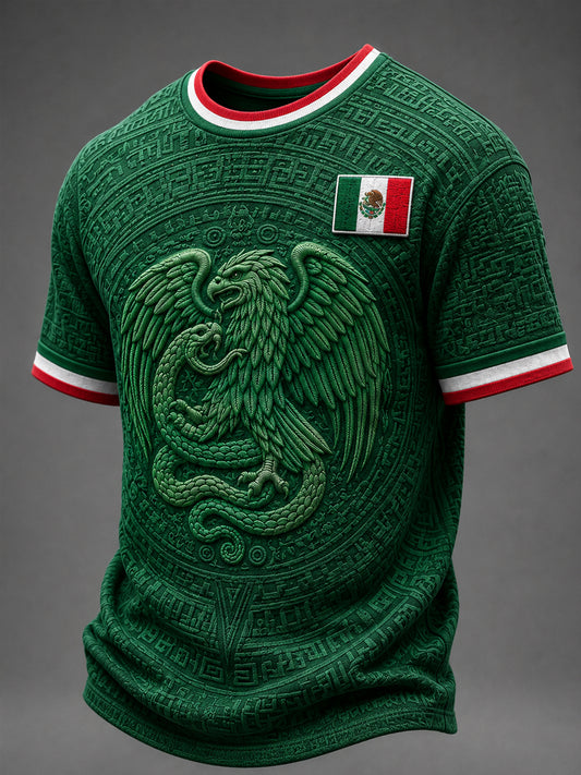 Camiseta de manga corta con cuello en O de México Football Lover Art para hombre