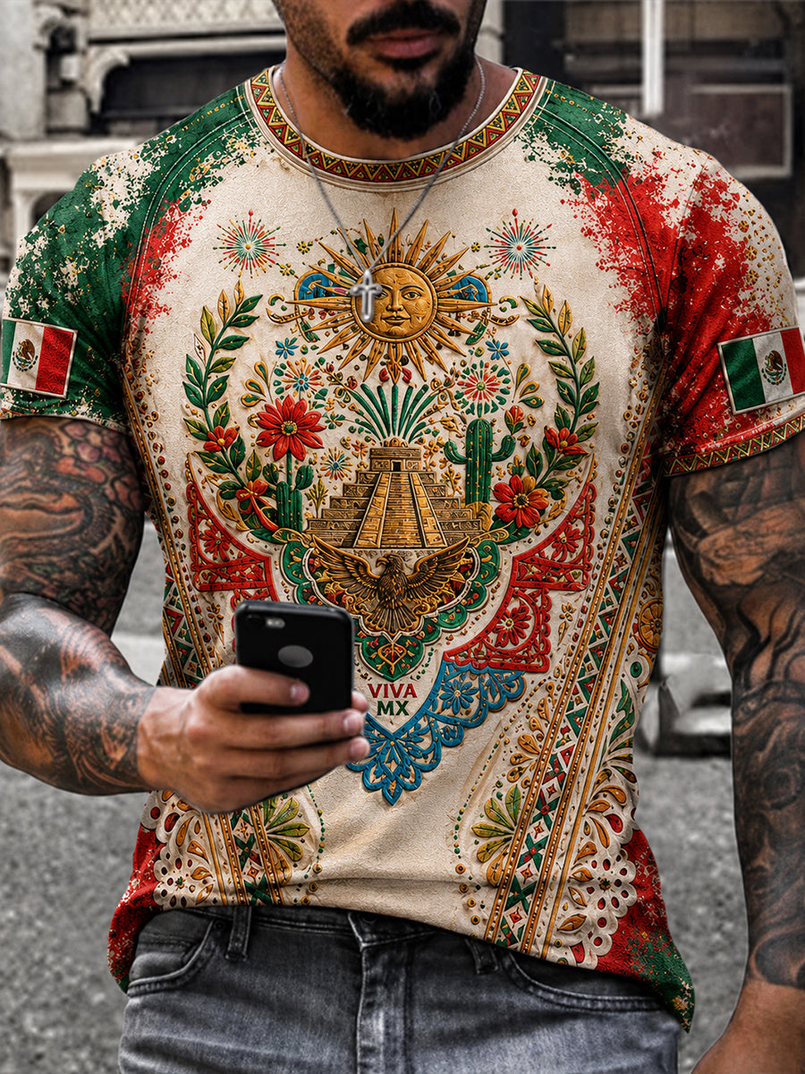 Camiseta estampada con arte de papel picado para amantes del fútbol mexicano, diseño masculino
