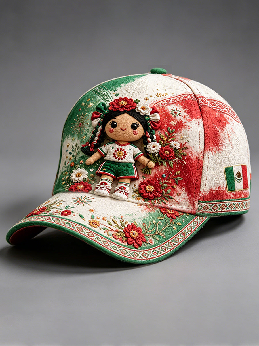Unisex México fútbol amante Lele muñeca arte impreso sombrero