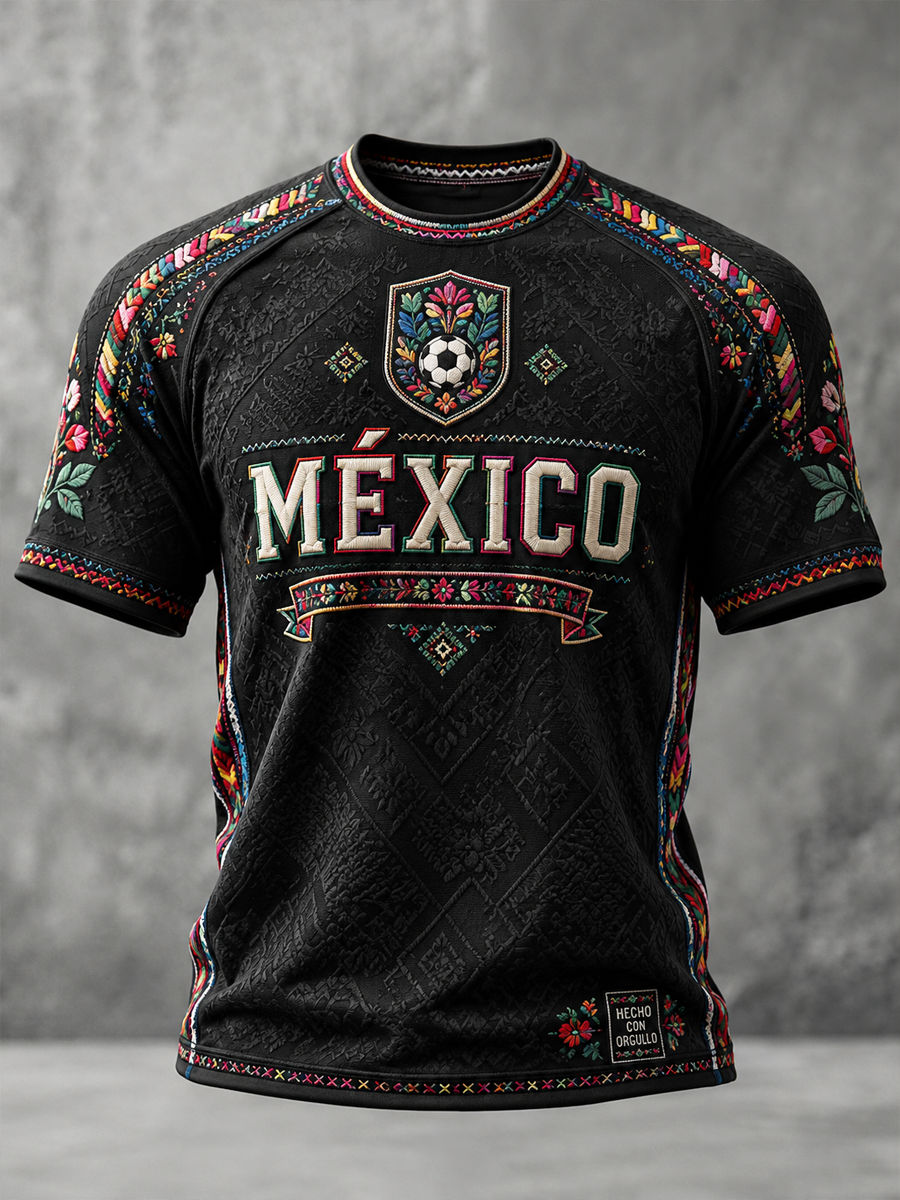 Camiseta de manga corta con estampado artístico para amantes del fútbol mexicano, diseño para hombre