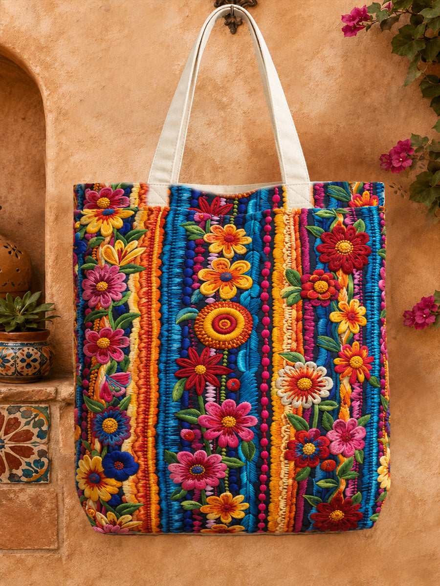 Arte de México Guelaguetza Impreso Lienzo Bolsa
