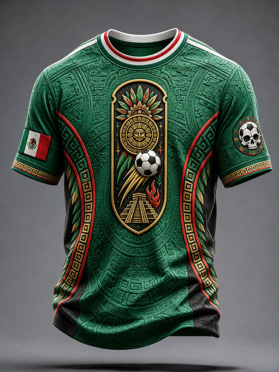 Camiseta estampada con arte alebrije para amantes del fútbol mexicano, diseño masculino