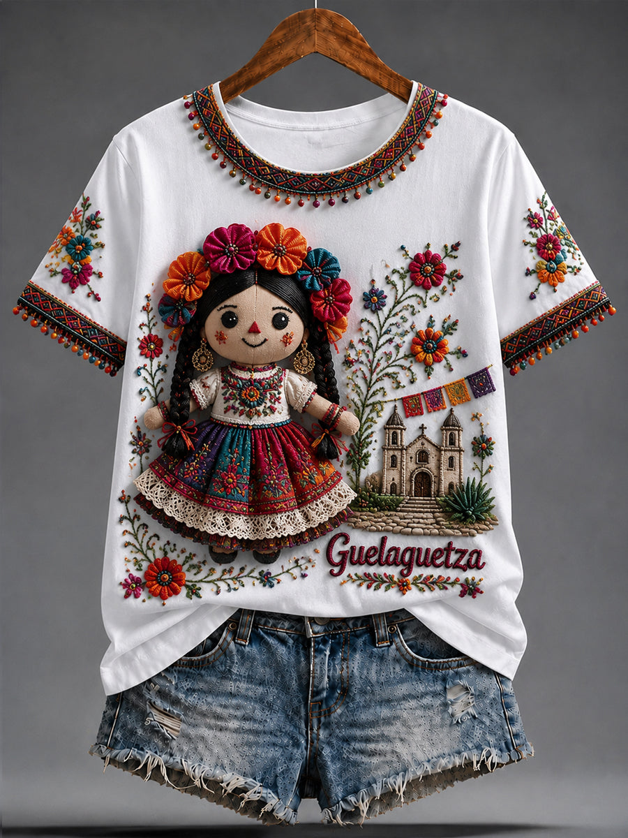 Camiseta informal estampada del Festival Guelaguetza femenino
