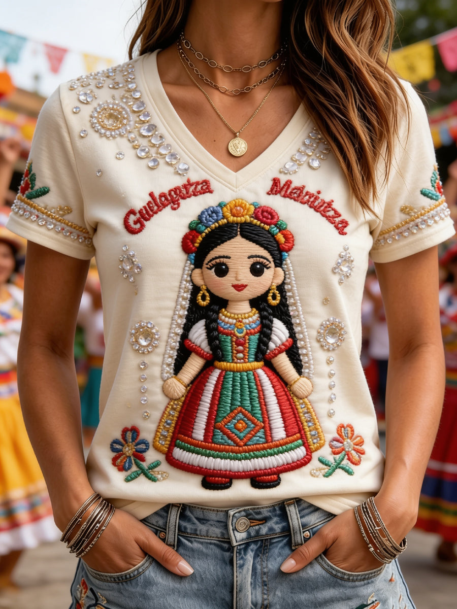 Camiseta informal estampada del Festival Guelaguetza femenino