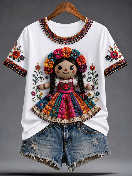 Camiseta casual con estampado de festival Guelaguetza para mujer
