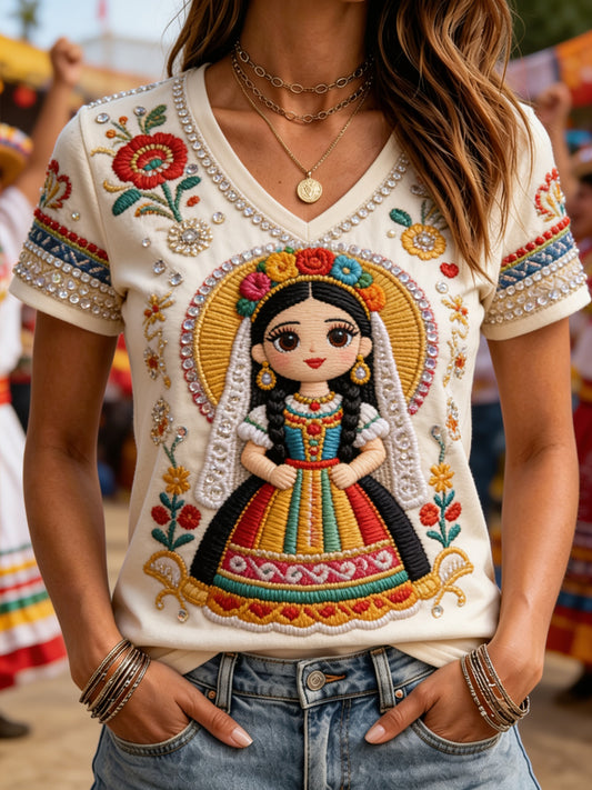Camiseta informal estampada del Festival Guelaguetza femenino