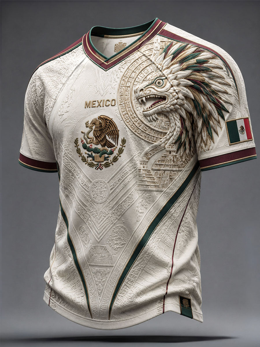 Camiseta estampada México Football Lover Aztec Art para hombre