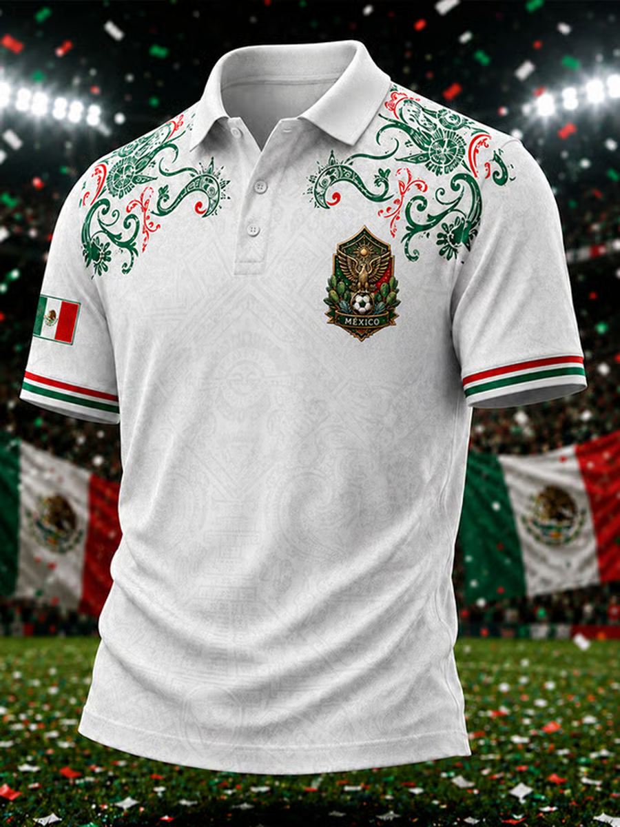 Polo México Football Lover Art Printed para hombre