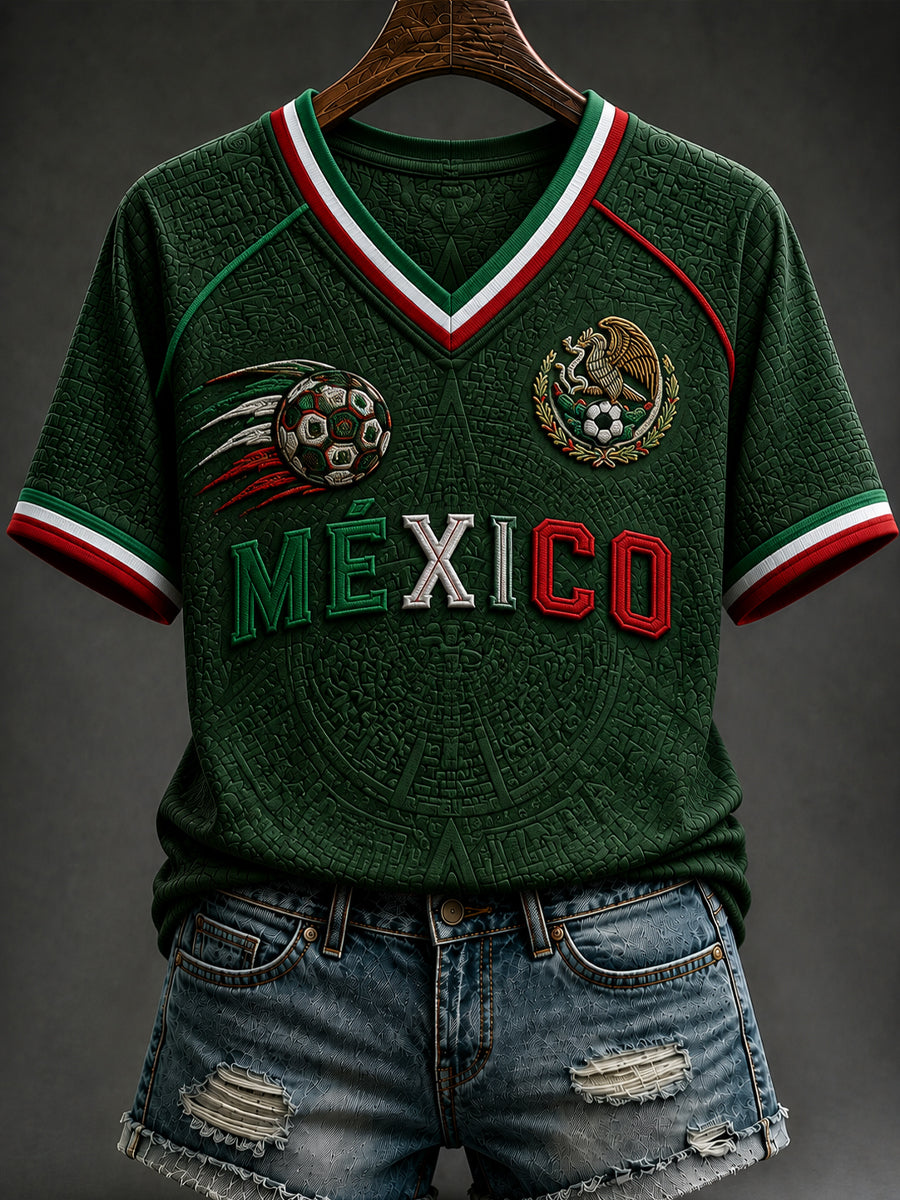 Camiseta informal con estampado para aficionadas al fútbol mexicano