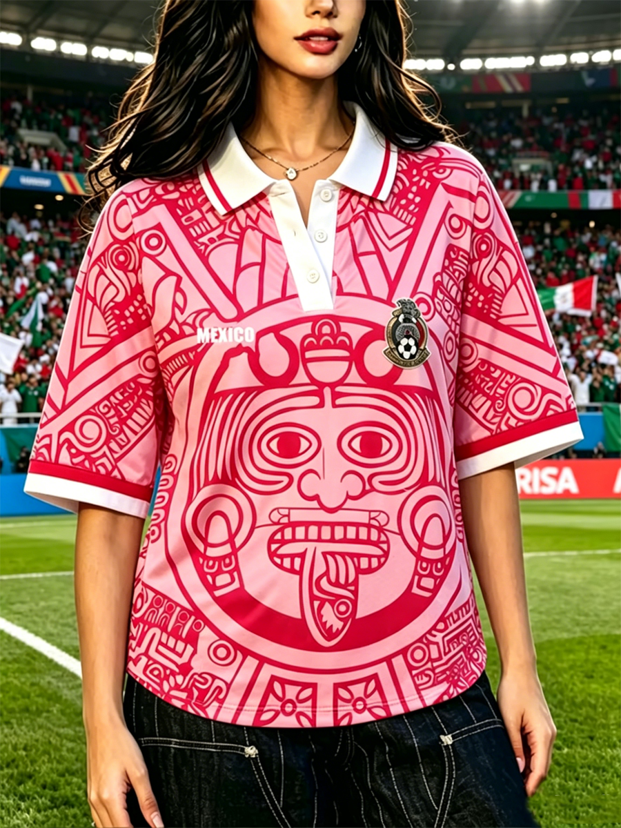 Camiseta polo México Art Printed de mujer