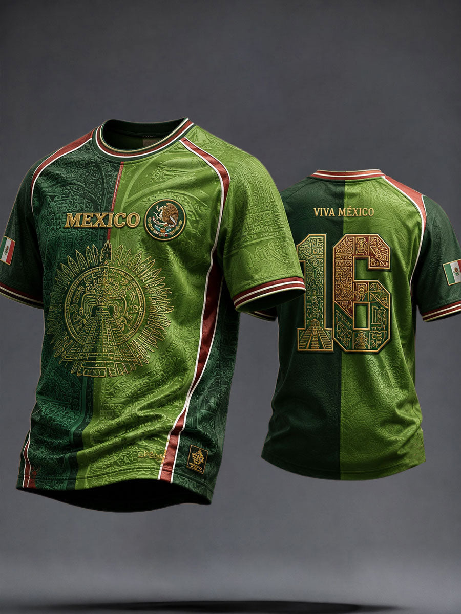 Camiseta estampada con diseño artístico para amantes del fútbol mexicano, para hombre